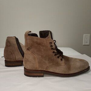 DR. SCHOLLS BROWN/OLIVE MEN'S SUEDE CALVARY ZIP BOOTS SIZE 13